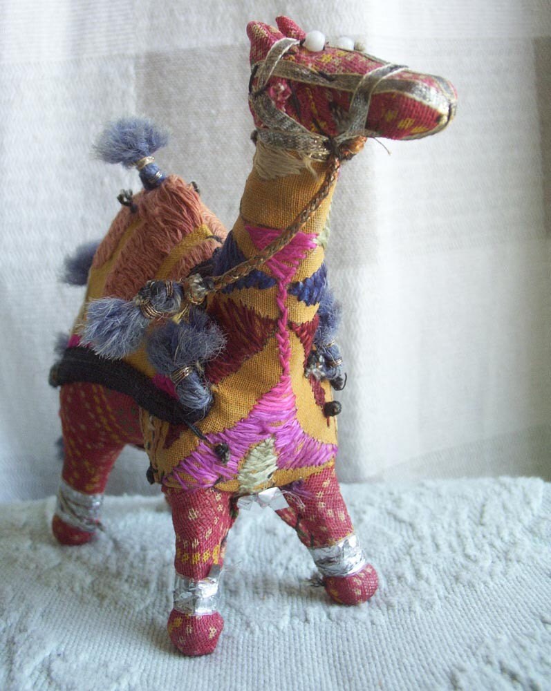 Two Vintage Fabric Patchwork Stuffed Animals by RecycledWares