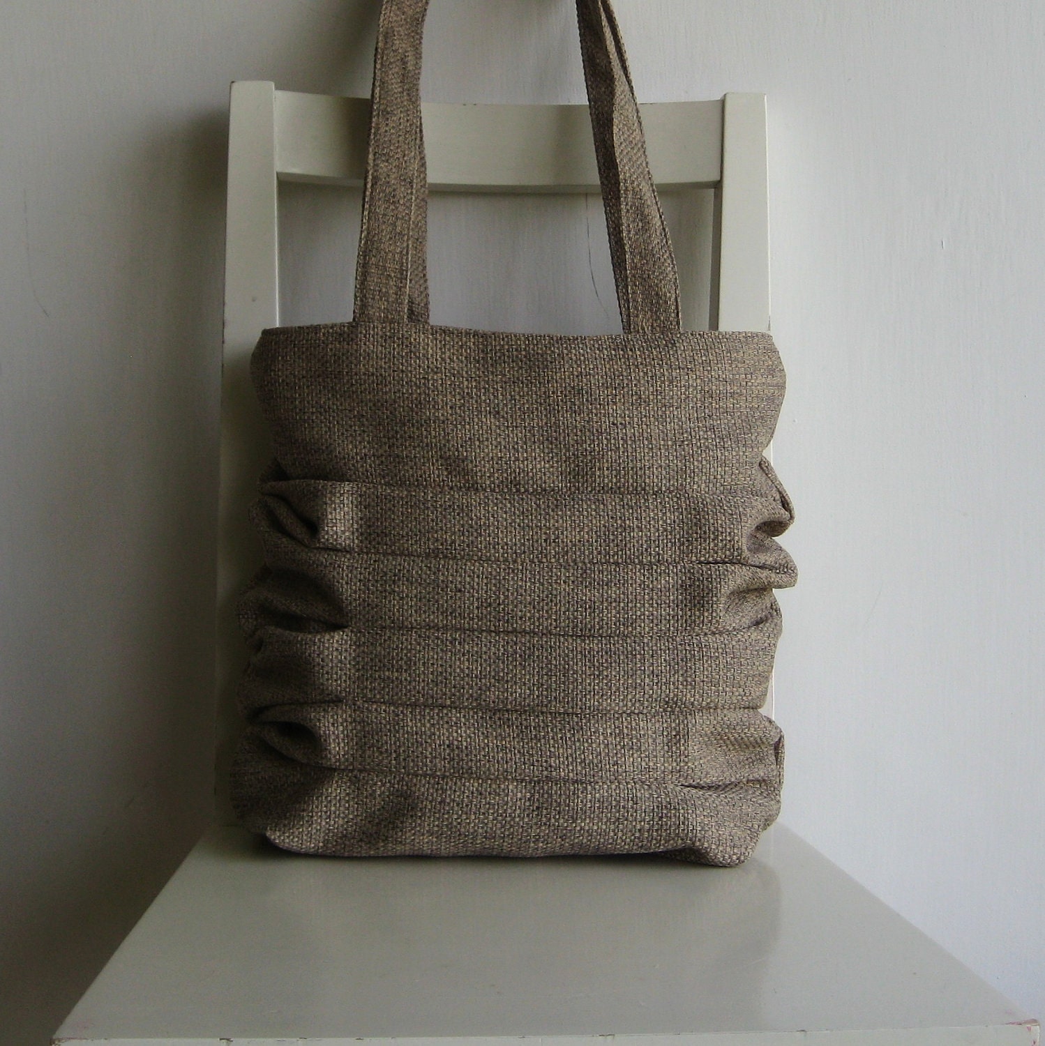 Natural warm Color Bag with Pleats by rutinet on Etsy