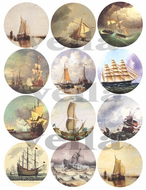 Paintings Of Ships Boats Ship Digital Download COLLAGE SHEET   Il 570xN.152763895 