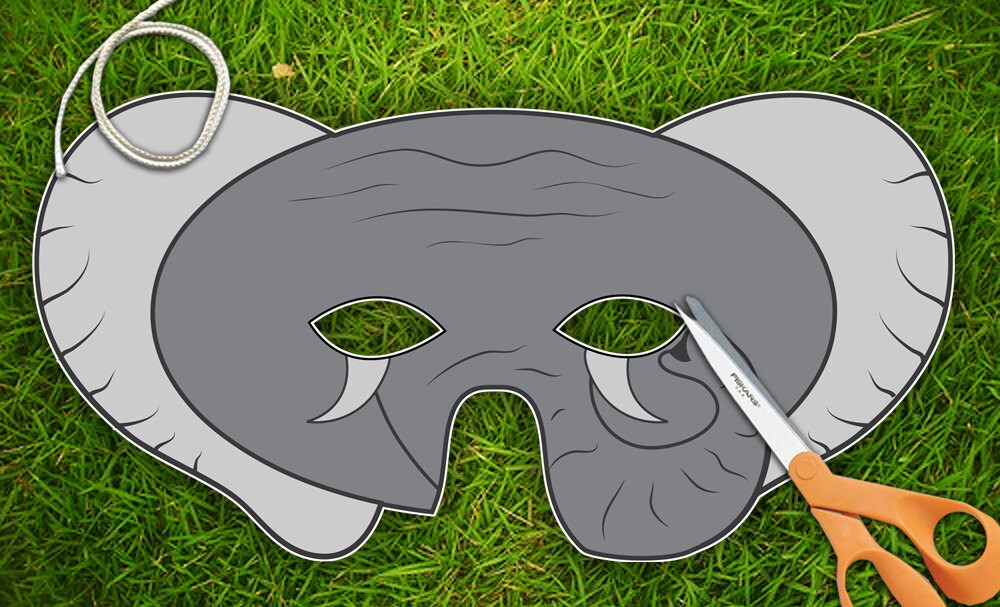 Elephant Childrens Halloween Mask Party Mask Printable PDF