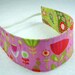 Children reversible headband - Designer fabric cotton paisley flowers poppies pink lime green red kid girly - Bandeau - Ready to ship