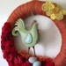 Chicken Wreath, Orange and Red Chicken Wreath, Funky Wreath, Extra Large 18 inch size