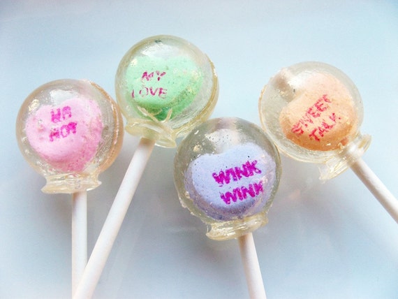 Sweet talk conversation heart Valentine lollipops - 6 pc. - MADE TO ORDER