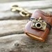 Miniature Book keychain Camera & vintage tan color