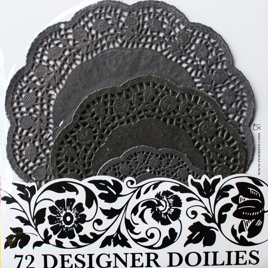 Black Lace Paper Doilies 72/pcs by BakeItPretty on Etsy