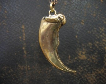 Bear Claw Necklace Bronze Bear Claw Pendant Necklace Large Bear Claw Jewelry 095