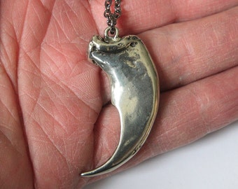 Bear Claw Necklace Large Silver Bear Claw Pendant Necklace Black Bear Claw necklace 095