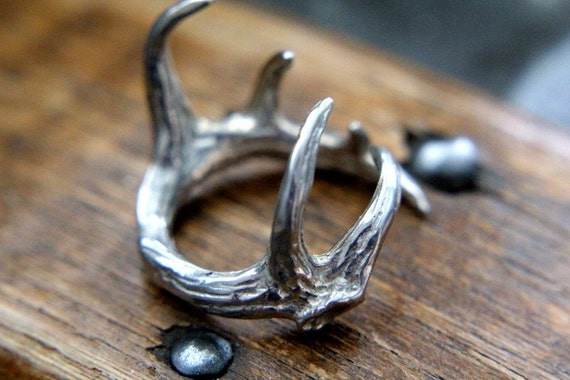 Sterling Silver Elk Antler Ring - Last One
