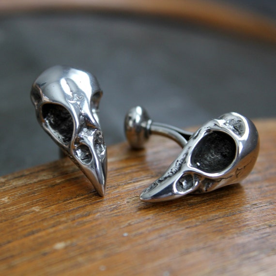 Silver Bird Skull Cuff Links Mens Wedding Jewelry by mrd74 on Etsy