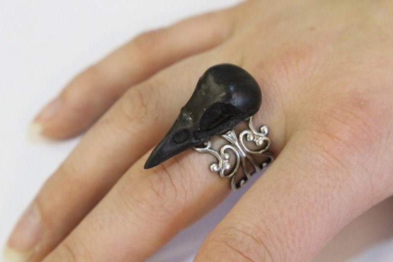Bird Skull Ring Crow Raven