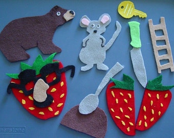 MOUSE, STRAWBERRY, and BEAR Children's Flannel Board Felt Board Story
