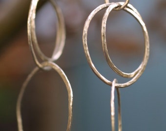 Large Hammered Sterling Silver Hoop Earrings