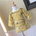 RIO - Fall 2011 - Girls Peasant Dress - Aviary in Mustard - Made to Order - Sizes 6m, 12m, 18m, 2t, 3t, 4t, 5, 6, 7, 8