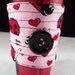 Coffee cup sleeve cover / coffee cup cozy reuseable eco friendly, fabric coffee cozy: Red hearts and ladybugs