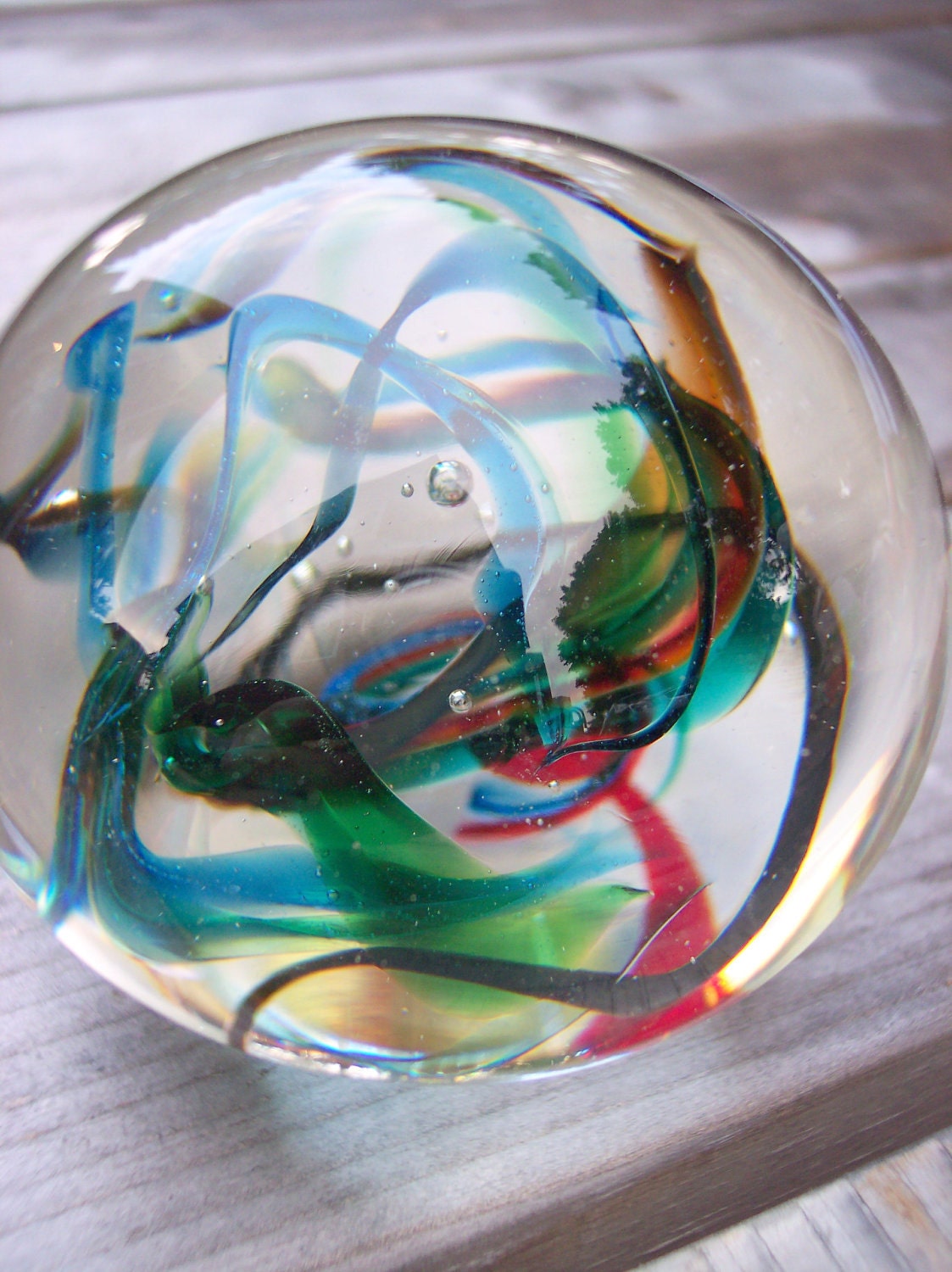 Hand Blown Art Glass Paperweight by Bill Riker