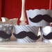 Mustache Cupcake Wrappers in Gray Polka and Stripe