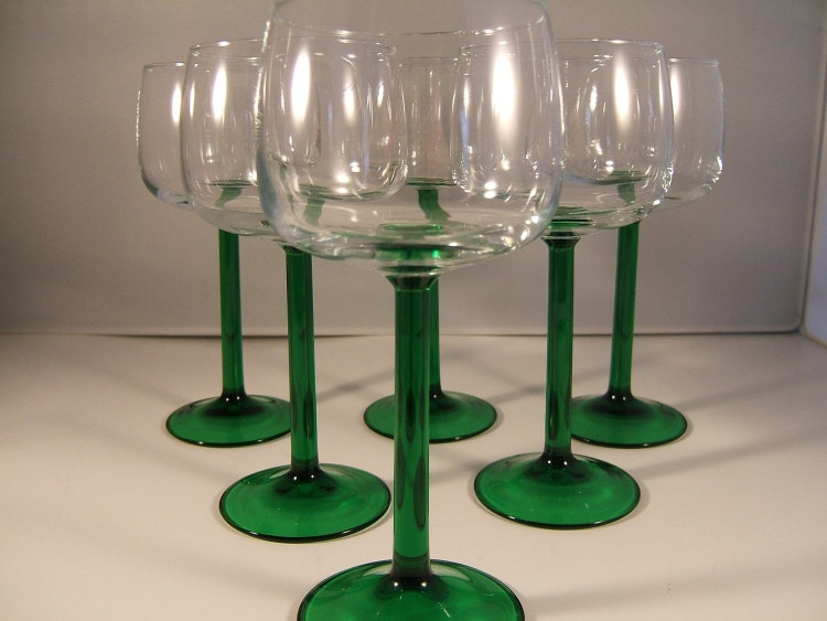 Vintage Long Stem Wine Glasses in by LadyRoseTreasures