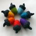 7 Rainbow Acorns crocheted and felted