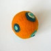 Orange wool ball - felted decoration ornament pin cushion children toy gift spring autumn circle