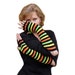 Long Fingerless Gloves, Arm Warmers, Stripes, Steampunk, Classic Chic, Bohemian in Orange Green Black Yellow