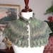 Lace Caplet, Knitted Lace Capelet, Button front Capelet, Tonal green and beige Cape