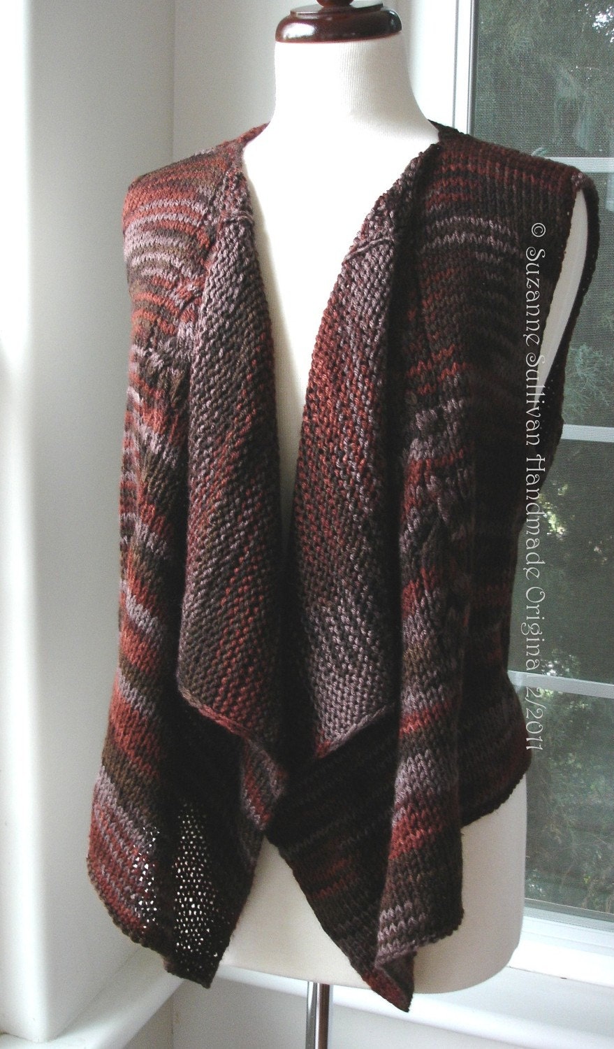 PDF knitting pattern Vest Drape Front