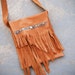 Leather Fringe Purse - Yellow Abstract Fringe Foldover Bag - Modern Pocahontas Collection