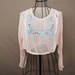 vintage Sheer Blouse - Edwardian Embroidered Blouse - Pink Silk Chiffon Blouse Sz S