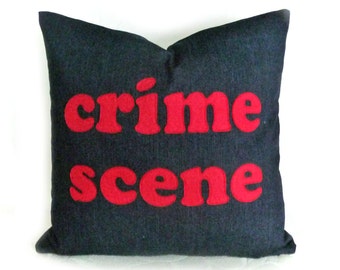 Fathers Day Pillow, Funny Word Pillows, Unique Man Cave Pillow, Pillows with Sayings, Applique Word Pillow Covers, Crime Scene Pillow, 20x20