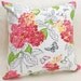 White Floral Pillow Cover, SALE, Pink Red Flowers, Spring Cushion Cover, Lumbar, 12x18, 14x18, 15x18 inches, Hydrangeas, Butterflies