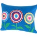 Boho Chic Blue Accent Pillow, Eco Friendly, Colorful Flower Toss Cushion, Repurposed Wool Blanket, Appliqued Crocheted Flower, Unique, 14x18