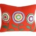 Unique Appliqued Pillows, Red Throw Pillow, Crocheted Flower, Repurposed Wool Blanket, Eclectic, Eco Friendly, Rustic, Cottage Chic 14x18