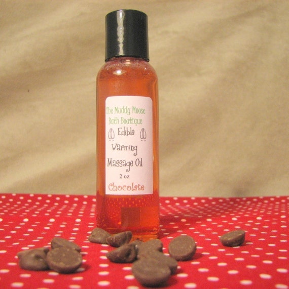 Chocolate Edible Warming Massage Oil 2 oz bottle
