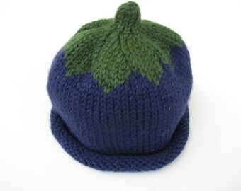 Baby Infant Blueberry Hat Hand Knit
