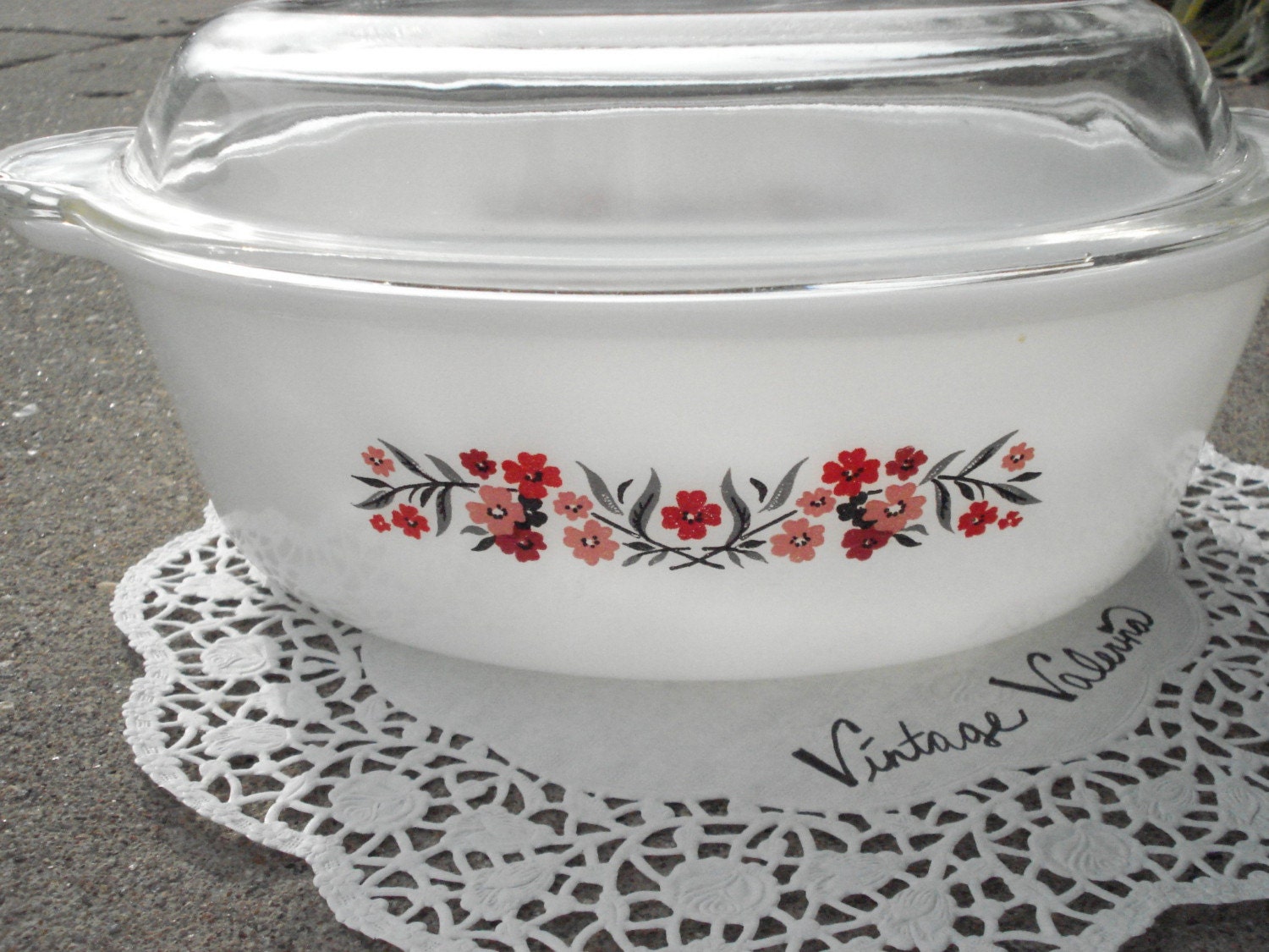 Prettiest Primrose Casserole Dish Fire King Flower Pattern