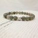Labradorite Fancy Bead Bracelet with Brushed Sterling Silver Focal Bead : grey storm gray dreamy white faceted elegant fashion