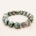 Blue Tibetan Agate Boho Bead Bracelet in Sterling Silver / sky aqua blue grey eye texture pattern / bohemian summer fashion / wedding brida