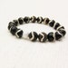 Zebra Tibetan Agate Bracelet / Agate & Sterling Bracelet / Tibetan Agate Bracelet black white safari zoo stacking elastic fashion