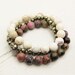 Gemstone Bead Bracelet Set / Pyrite, Rhodonite & White Turquoise (Magnesite) / pink ombre fools gold rustic natural golden stacking natural