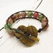 Rainbow Agate Leather Bracelet w/Horn Toggle / fresh colorful tourmaline green pink / watermelon juicy fruit woodland grass inspired
