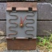 Contemporary Wall Clock - recycled quartz clock, Vermont RR Plate and found objects