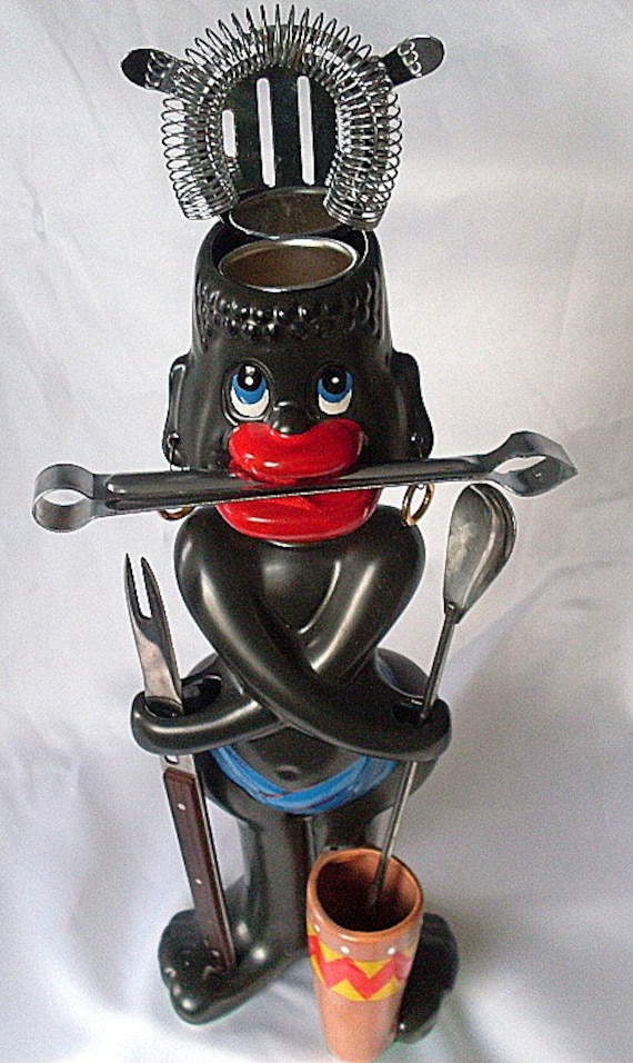 Vintage Zulu Bar Tool Caddy Toter Japan Ceramic Figurine