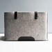 15 Inch Laptop Sleeve - Grey Wool Felt and Black Leather