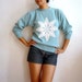 ETOILE french Vintage Bubblegum Green Wool Angora Sweater with Crochet Star Doily