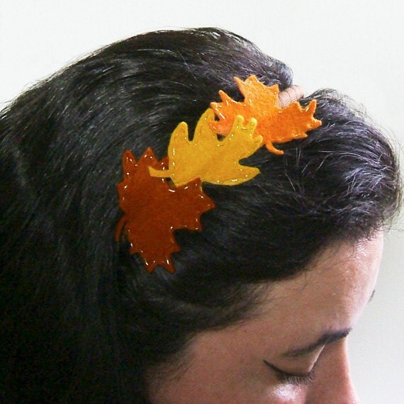 Autumn Leaves Headband Fall Head Wreath Felt Oak Leaves