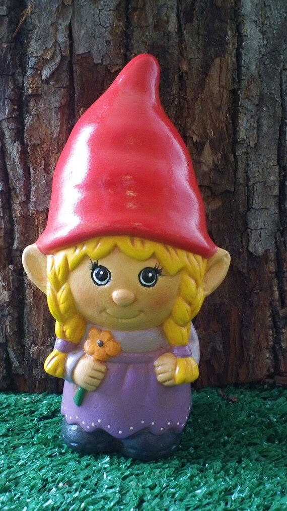 Hand Painted Ceramic Girl Garden Gnome