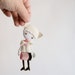 Art Doll Brooch Cat Hat mixed media collage
