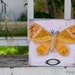 Spring Sale -20% Textile wall art - Crazy quilted Yellow Fabric Butterfly with decorative panel.