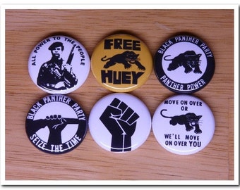 BLACK PANTHER buttons pins badges set Black Power / Black Panther Party / black consciousness / BPP