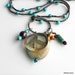 Peace on Earth Necklace Charm Pendant on Crocheted Silk Chain, Nature Lover, Peace Sign and Flowers
